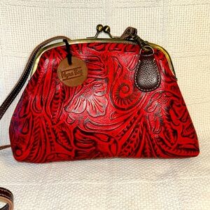 Myra Bag Red and Black Crossbody Bag With Kisslock Closure